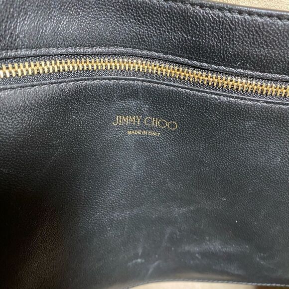 Jimmy Choo East-West Blush & Off White Logo Embossed Leather Twist Tote Bag - Picture 8 of 14